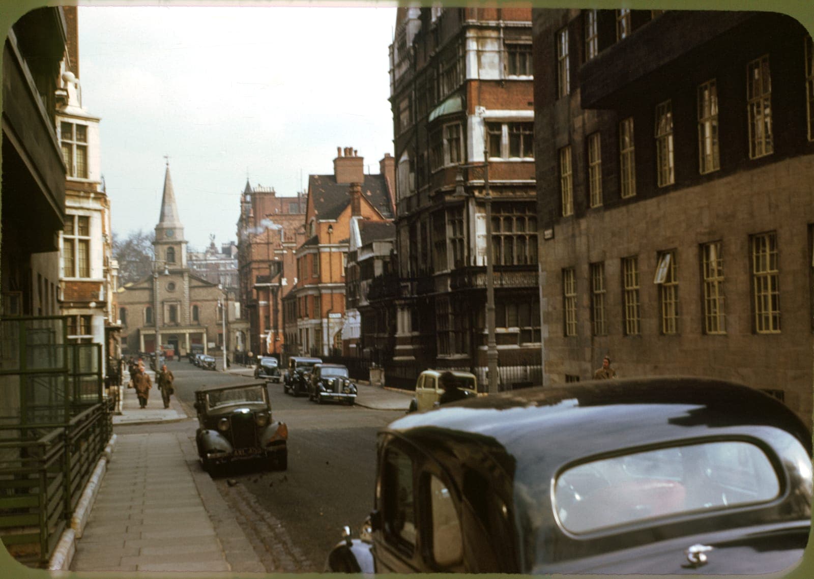 A mid-century London street scene
